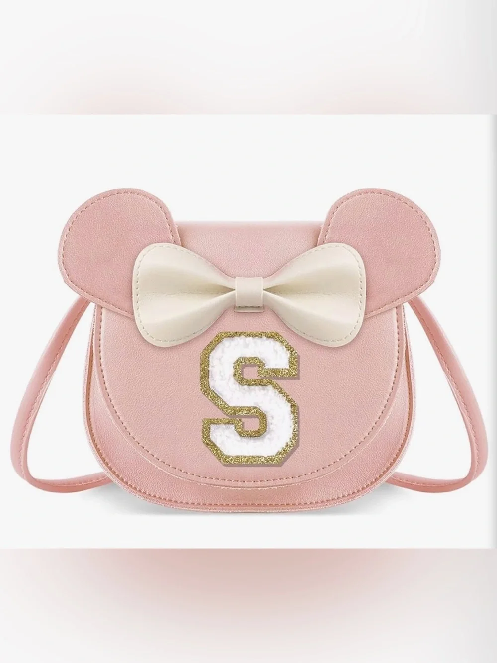 Letter ‘J’ Mouse Ear Bow Crossbody Shoulder Purse.
